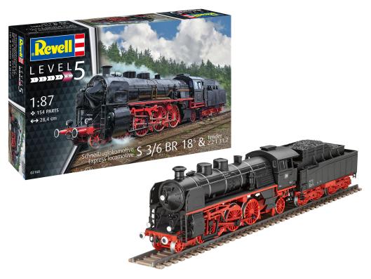 1:87 Express Locomotive S 3/6 BR 18 & Tender 2'2'T 31,7 Revell Model Kit: 02168 - Image 1