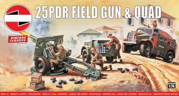 1:76 25Pdr Field Gun & Quad Airfix Vintage Classics Model Kit: A01305V - Image 1