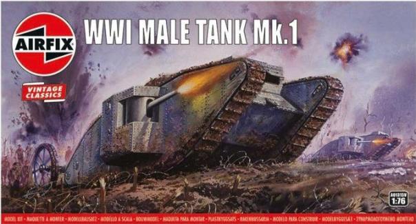 1:76 WWI Male Tank Mk.1 Airfix Vintage Classics Model Kit: A01315V - Image 1