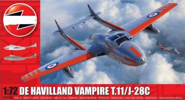 1:72 De Havilland Vampire T.11/J-28c Airfix Model Kit: A02058A - Image 1