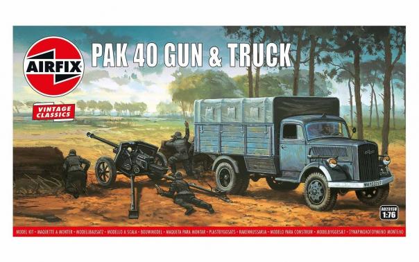 1:76 Pak 40 Gun & Truck Airfix Vintage Classics Model Kit: A02315V - Image 1