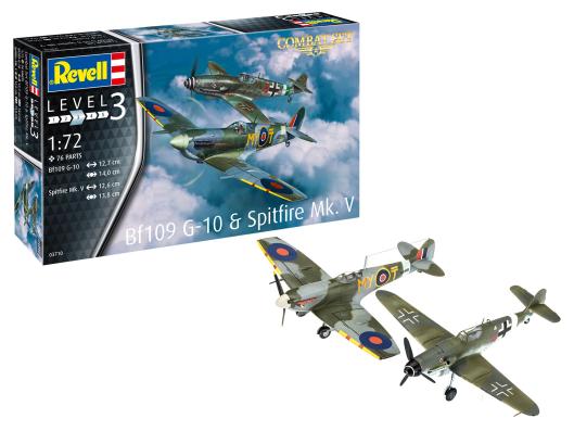 1:72 Bf109 G-10 & Spitfire MK. V Combat Set Revell Model Kit: 03710 - Image 1