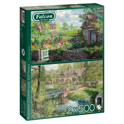 2 x 500 Piece - Romantic Countryside Cottages Falcon Jigsaw Puzzle 11261 - Image 1
