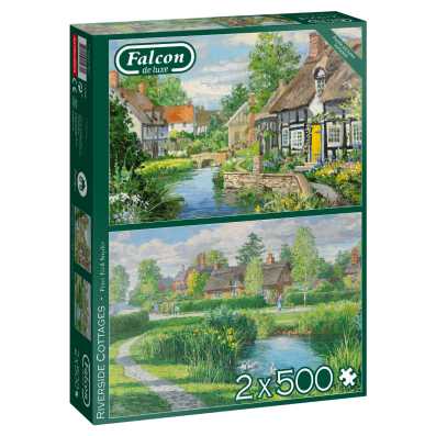 2 x 500 Piece - Riverside Cottages Falcon Jigsaw Puzzle 11289 - Image 1