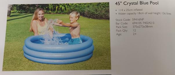 45in Crystal Blue Paddling Pool - Image 1