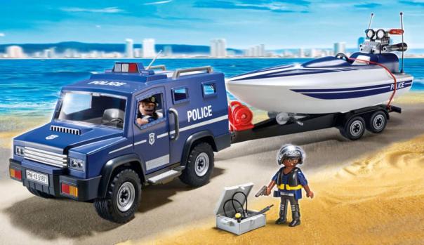 Playmobil 5187 - Police Truck With Speedboat - Image 1