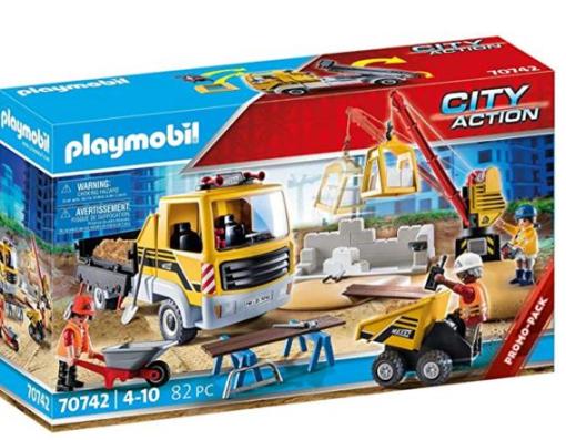 Playmobil 70742 - Construction Site With Flatbed Truck - Image 1
