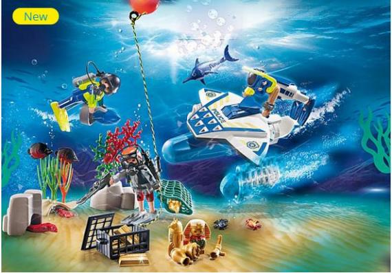 Playmobil 70776 - Bathing Fun Police Diving Mission Advent Calendar - Image 2