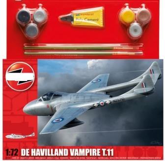 1:72 De Havilland Vampire T.11 Medium Starter Gift Set Airfix Model Kit: A55204 - Image 1
