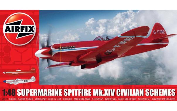 1:48 Supermarine Spitfire Mk.XIV Civilian Schemes Airfix Model Kit: A05139 - Image 1