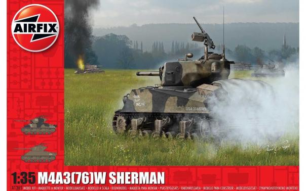 1:35 M4A3 (76)W Sherman Airfix Model Kit: A1365 - Image 1