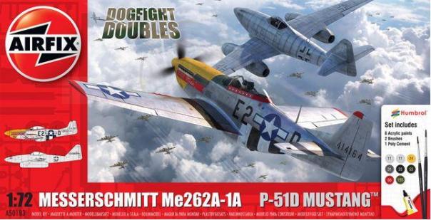 1:72 Messerschmitt Me262A-1A / P-51D Mustang Dogfight Double Gift Set Airfix Model Kit: A50183 - Image 1