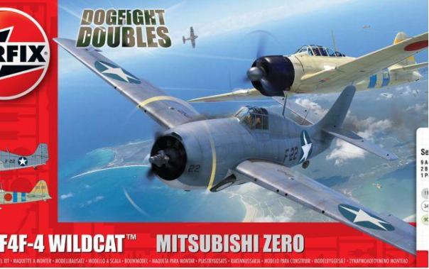 1:72 F4F-4 Wildcat / Mitsubishi Zero Dogfight Double Gift Set Airfix Model Kit: A50184 - Image 1