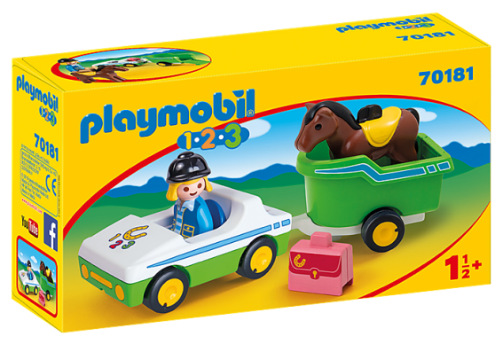Playmobil 1 2 3 70181 - Car With Horse Trailer - Image 1