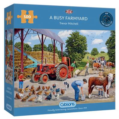 500 Piece - Busy Farmyard Gibsons Jigsaw Puzzle G3136 - Image 1