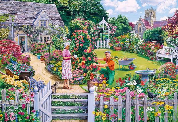 4 x 500 Piece - The Gardener's Round Gibson Jigsaw Puzzle: G5047 - Image 1