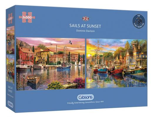 2 x 500 Piece - Sails At Sunset Gibsons Jigsaw Puzzle G5054 - Image 1