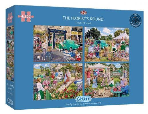 4 x 500 Piece - The Florist's Round Gibsons Jigsaw Puzzle G5058 - Image 1