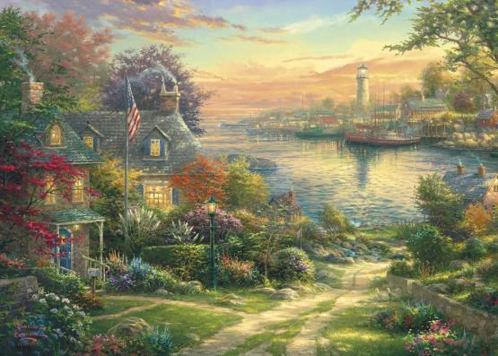 1000 Piece - Thomas Kinkade New England Harbour Gibsons Jigsaw Puzzle G6277 - Image 2