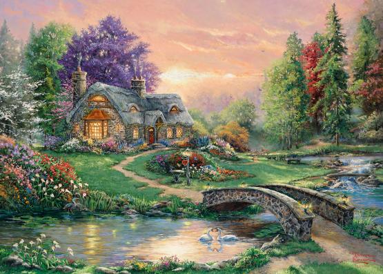 1000 Piece - Thomas Kinkade Sweetheart Retreat Gibsons Jigsaw Puzzle G6337 - Image 1