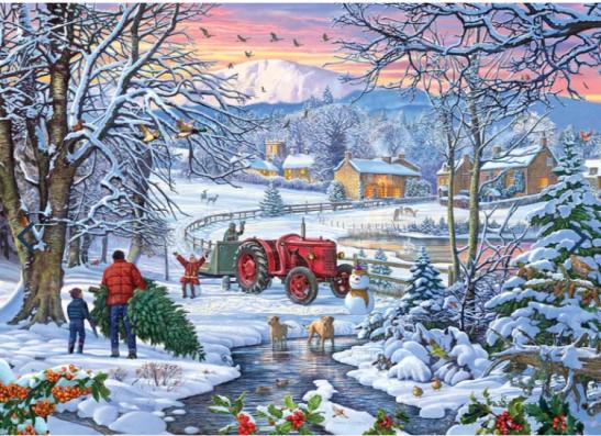 1000 Piece - Bringing Home The Tree Gibsons Jigsaw Puzzle G6352 - Image 1