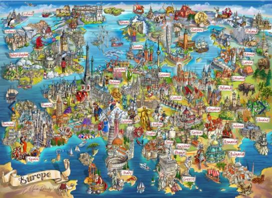 1000 Piece - Exploring Europe Gibsons Jigsaw Puzzle G7130 - Image 1