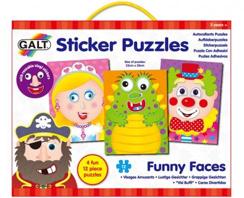 12 Piece Sticker Puzzles: Funny Faces Jigsaw Puzzle - Image 1
